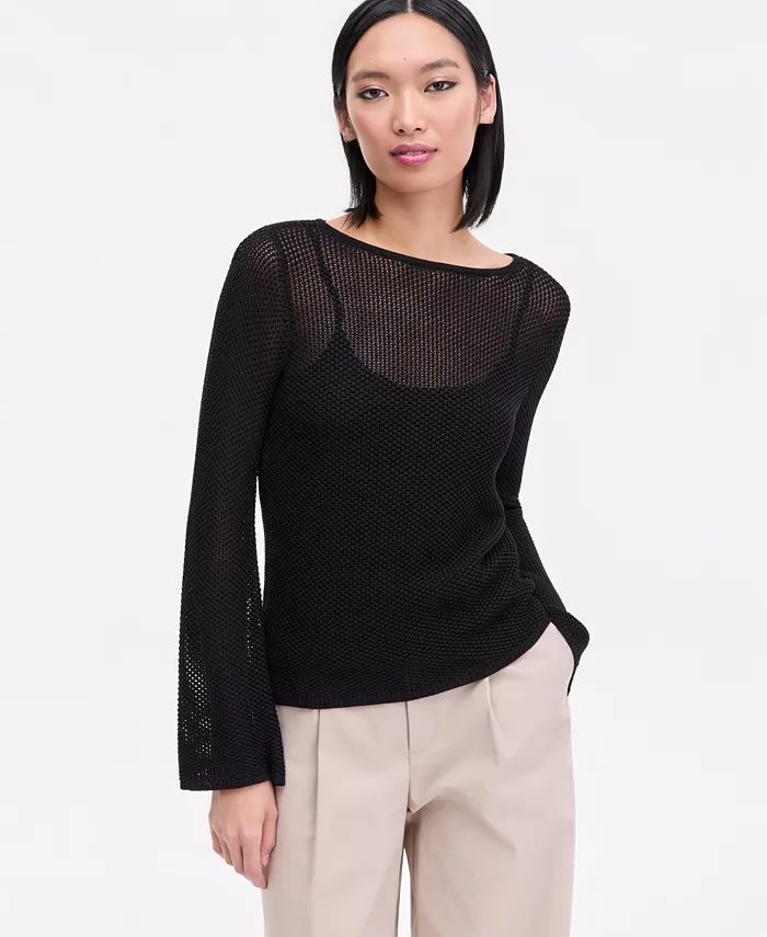 Women's Long Sleeve Open-Knit Sweater - thumbnail 9