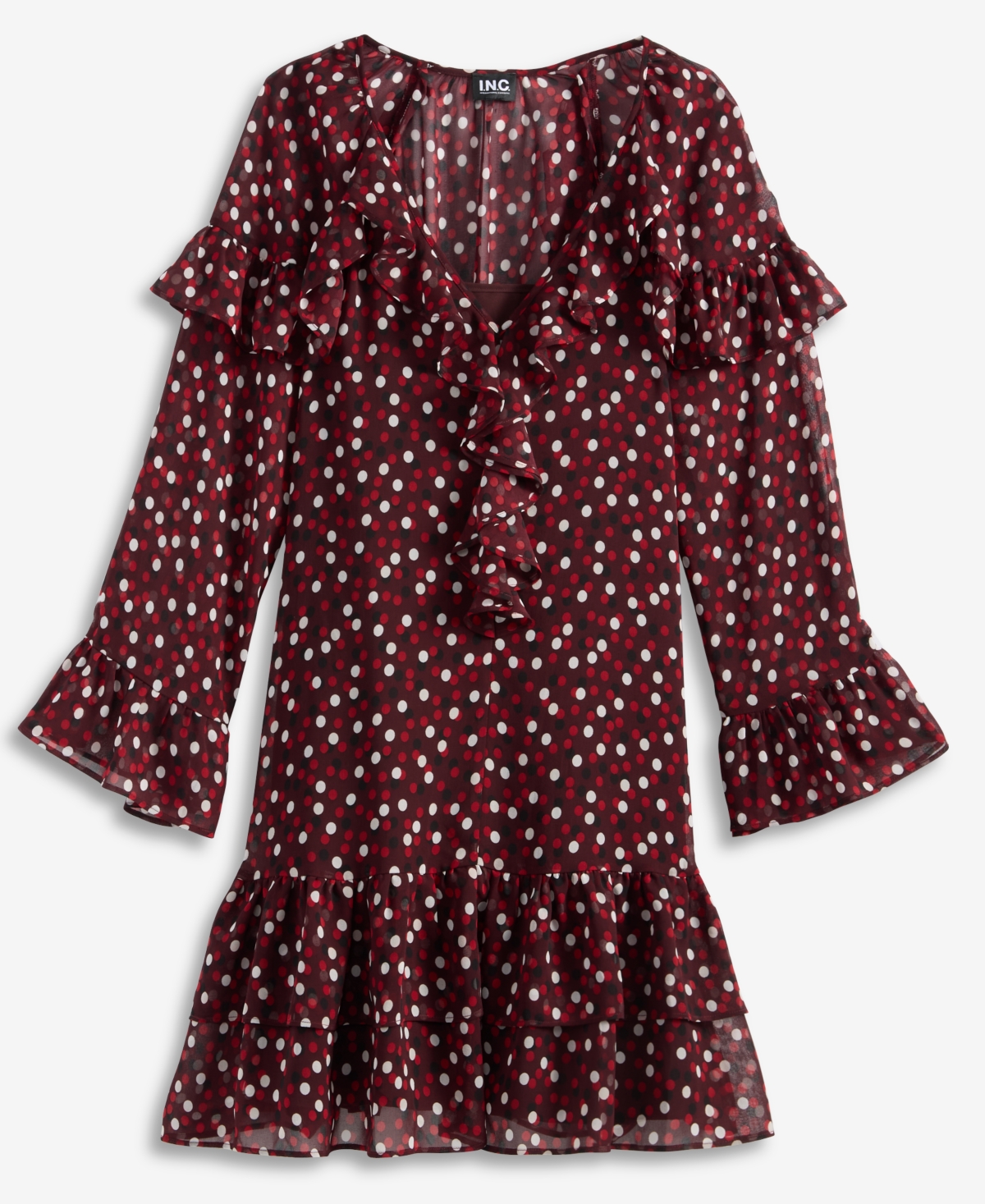 I.n.c. International Concepts Women's Ruffle-Trim Bell-Sleeve Mini Dress, Macy's Exclusive