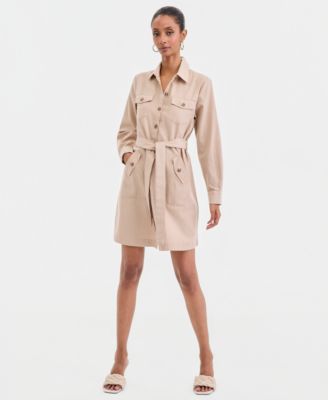 Women's Long-Sleeve Belted Shirtdress, Macy's Exclusive