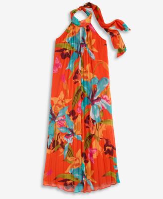 Women's Floral-Print Pleated Halter Maxi Dress, Macy's Exclusive