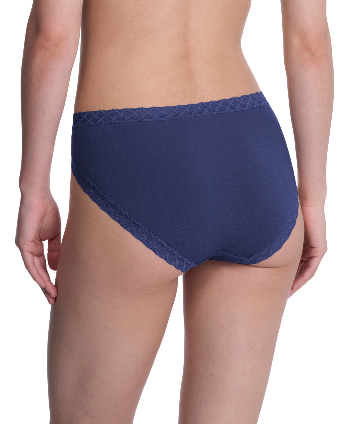 Natori Bliss Lace-trim Cotton French-cut Brief Underwear 152058 In Blue
