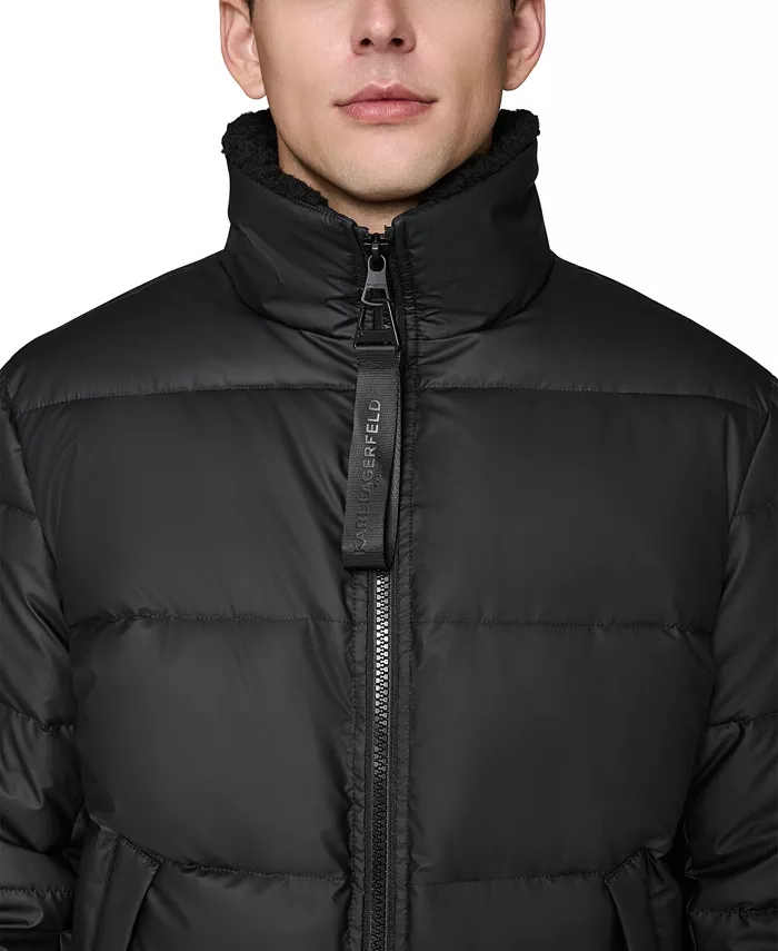 Men's Sherpa Lined Stand Collar Puffer Jacket - thumbnail 3