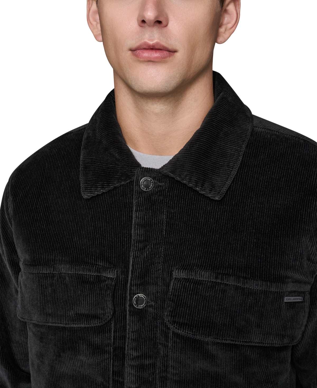 Karl Lagerfeld Paris Men's Corduroy Collared Shirt Jacket