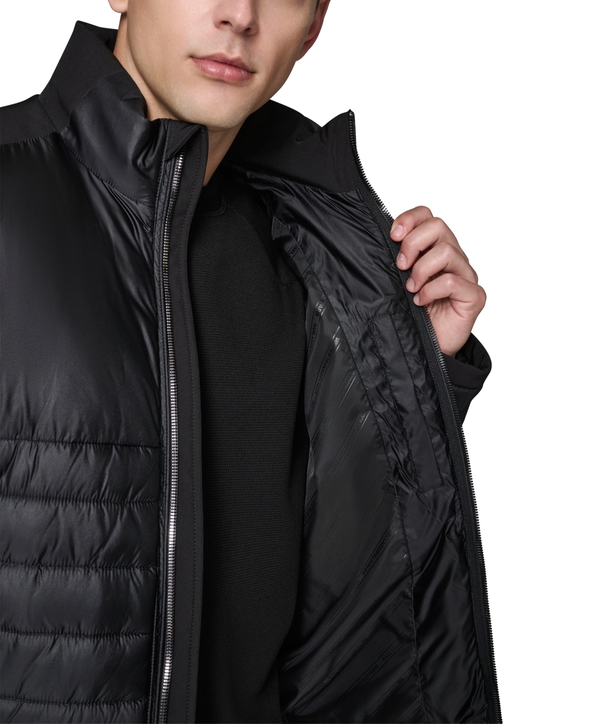 Karl Lagerfeld Paris Men's Mixed Media Quilted Jacket