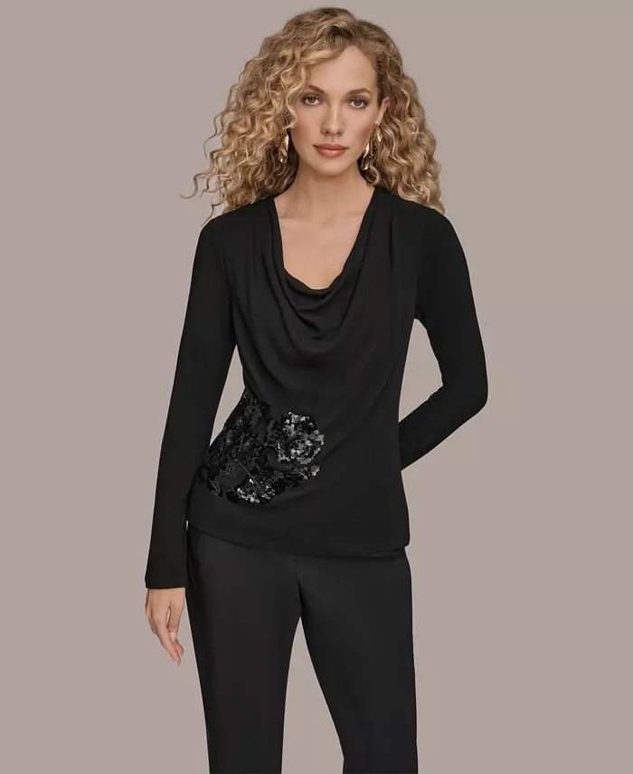 Women's Floral Detail Long Sleeves Relaxed Top - thumbnail 7