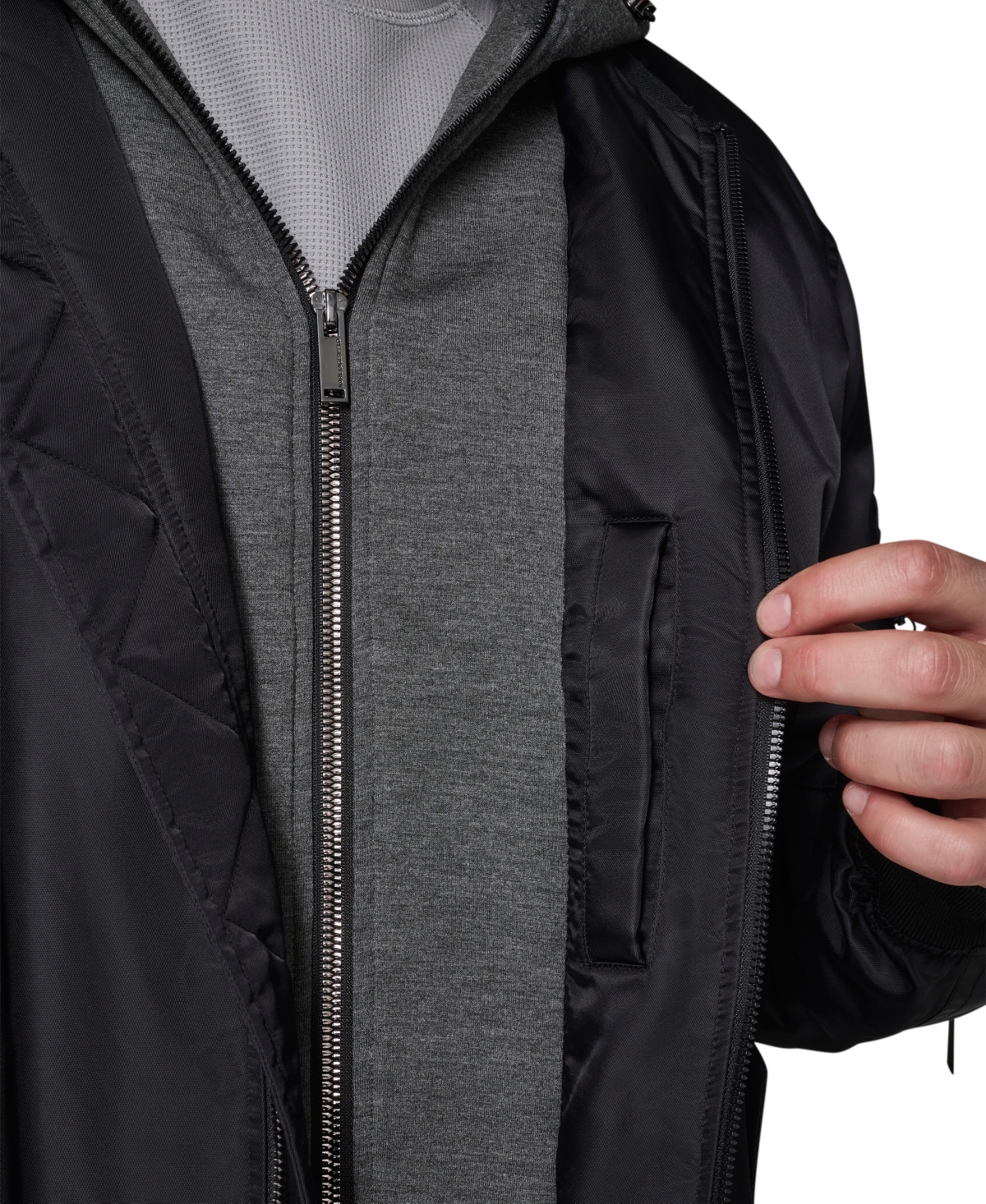 Karl Lagerfeld Paris Men's Embroidered Signature Hooded Bomber