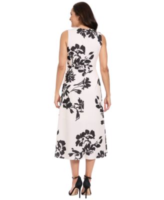 Women's Sleeveless Floral Printed Midi Dress