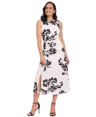 London Times - Women's Sleeveless Floral Printed Midi Dress