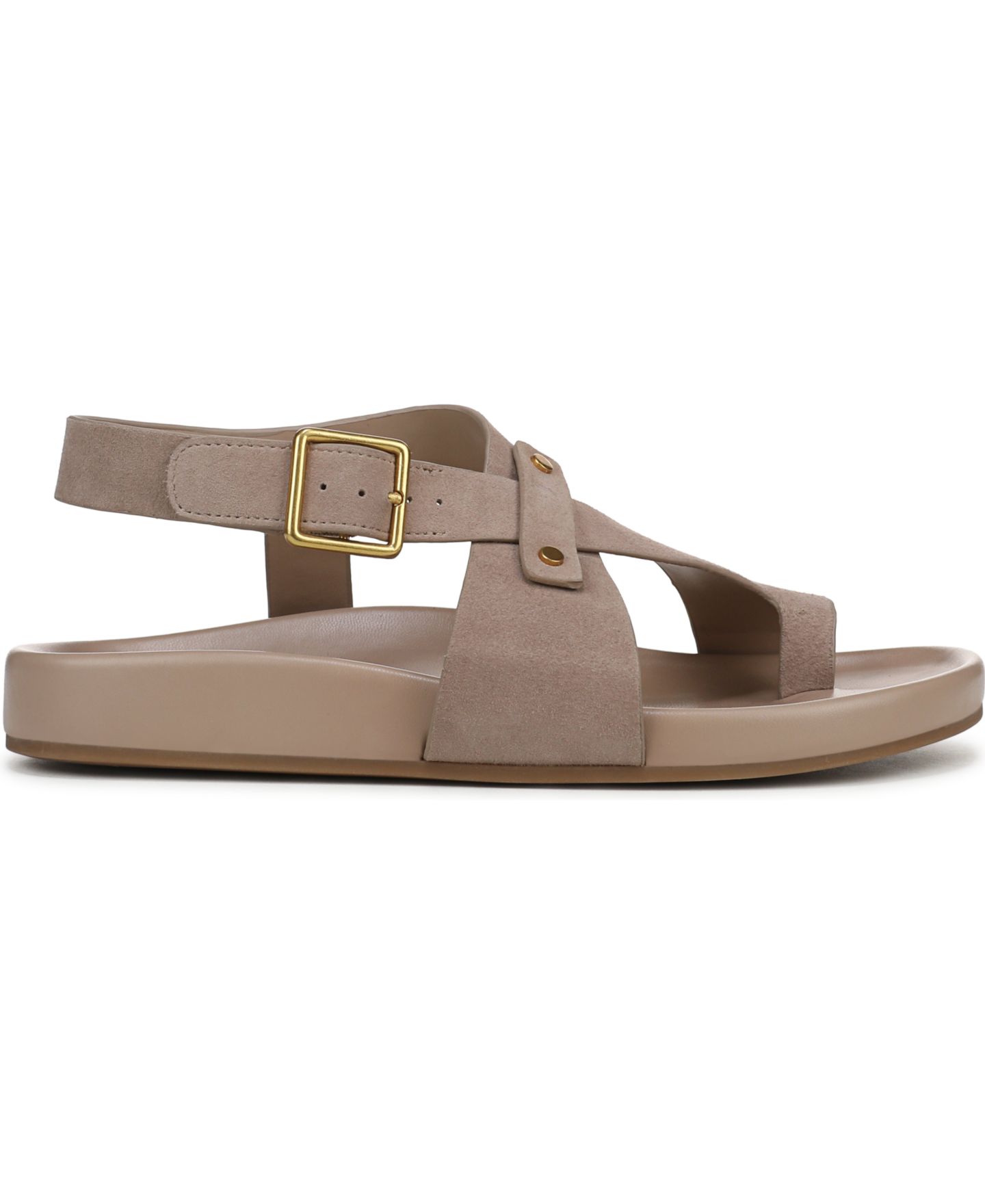 Женские сандалии Franco Sarto Blair Toe Loop Round Toe Buckle Flat, цвет: Бежевый замшевый — фото 2
