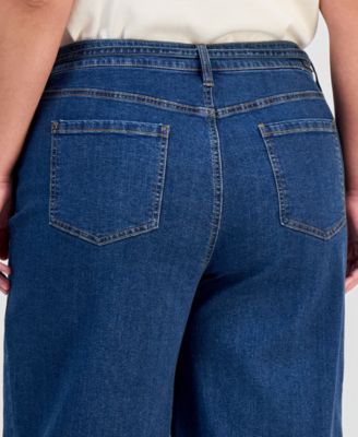 Plus Size High Rise Cropped Wide-Leg Jeans