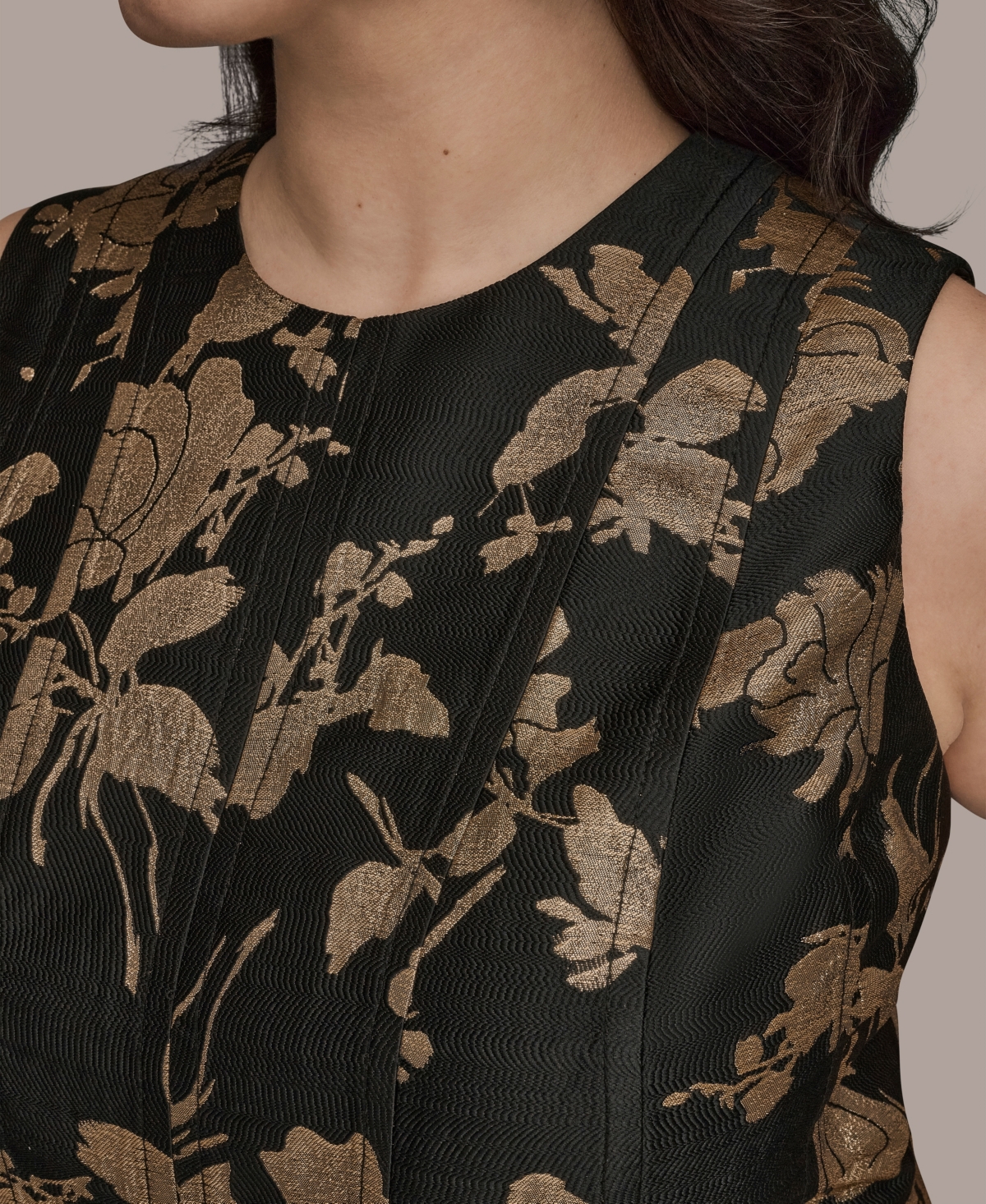 Donna Karan New York Plus Sleeveless Fit and Flare Midi Dress