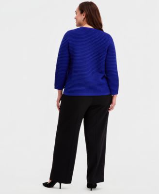 Plus Size Pull-On Straight-Leg Trousers