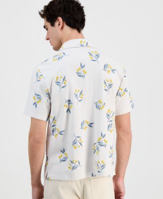 Men's Cotton Floral-Print Knit Camp Shirt, Macy's Exclusive