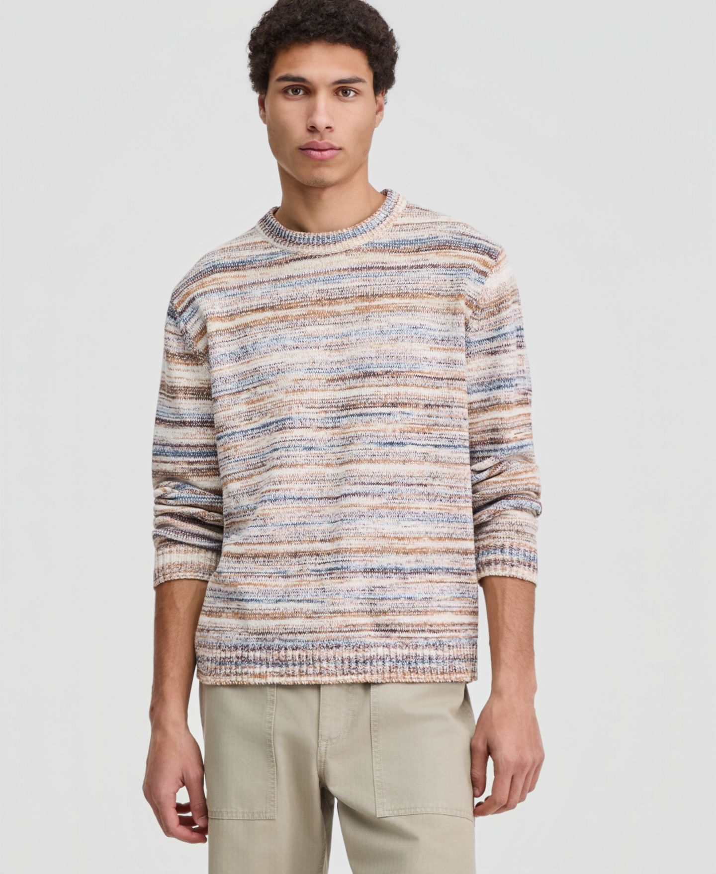 Мужской свитер Sun + Stone Long-Sleeve Space-Dyed Crewneck, цвет: Нейтральный — фото 1