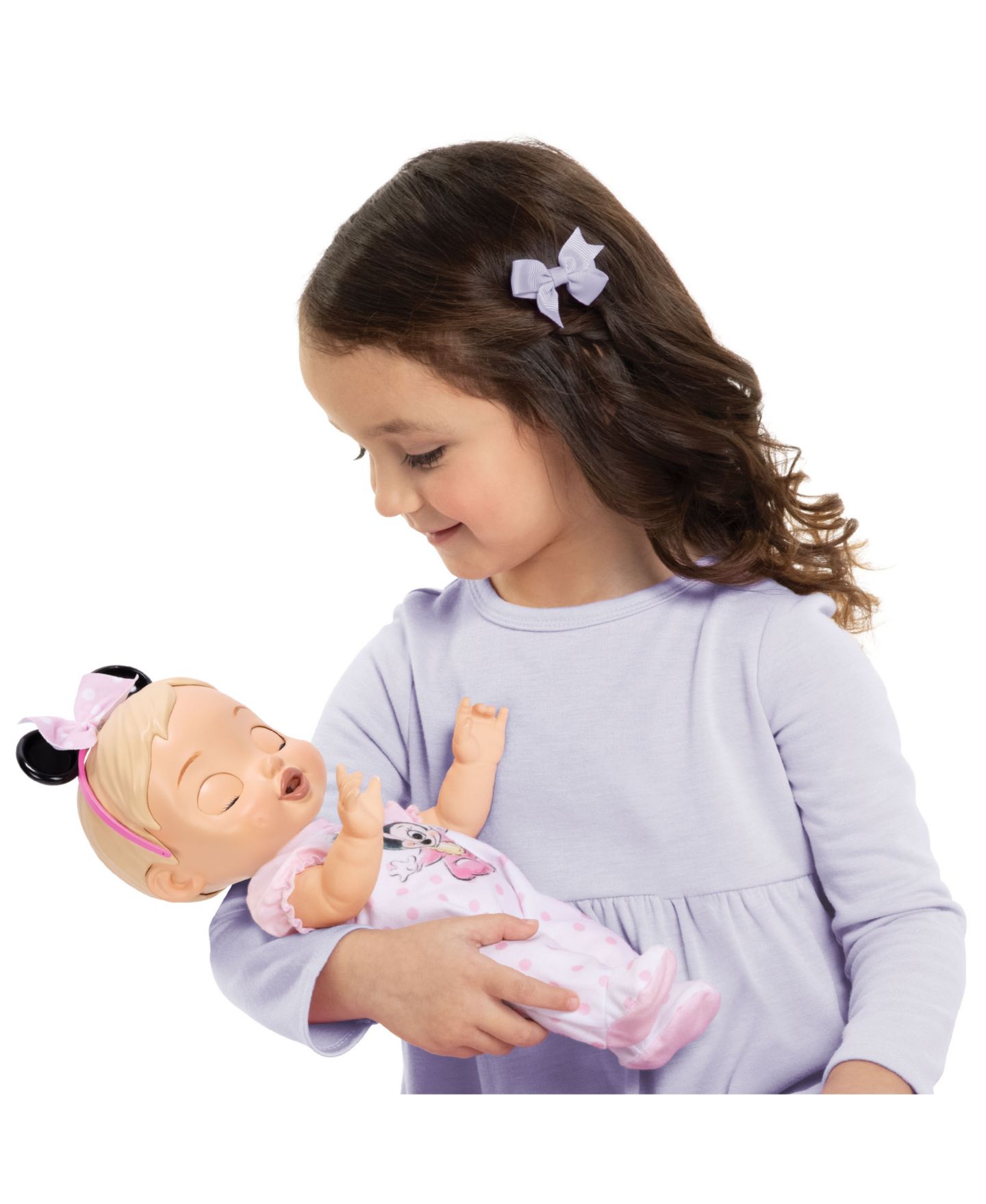Детская кукла Disney Darlings Deluxe Minnie Mouse 13" Interactive Light-Up Baby Doll, Ages 2+ — фото 9
