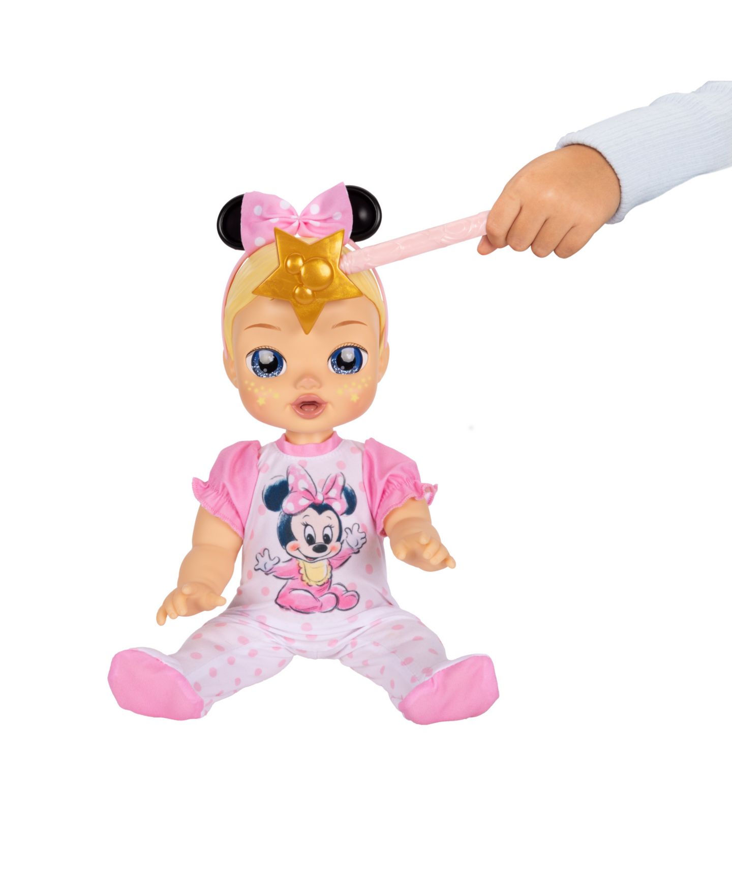 Детская кукла Disney Darlings Deluxe Minnie Mouse 13" Interactive Light-Up Baby Doll, Ages 2+ — фото 2