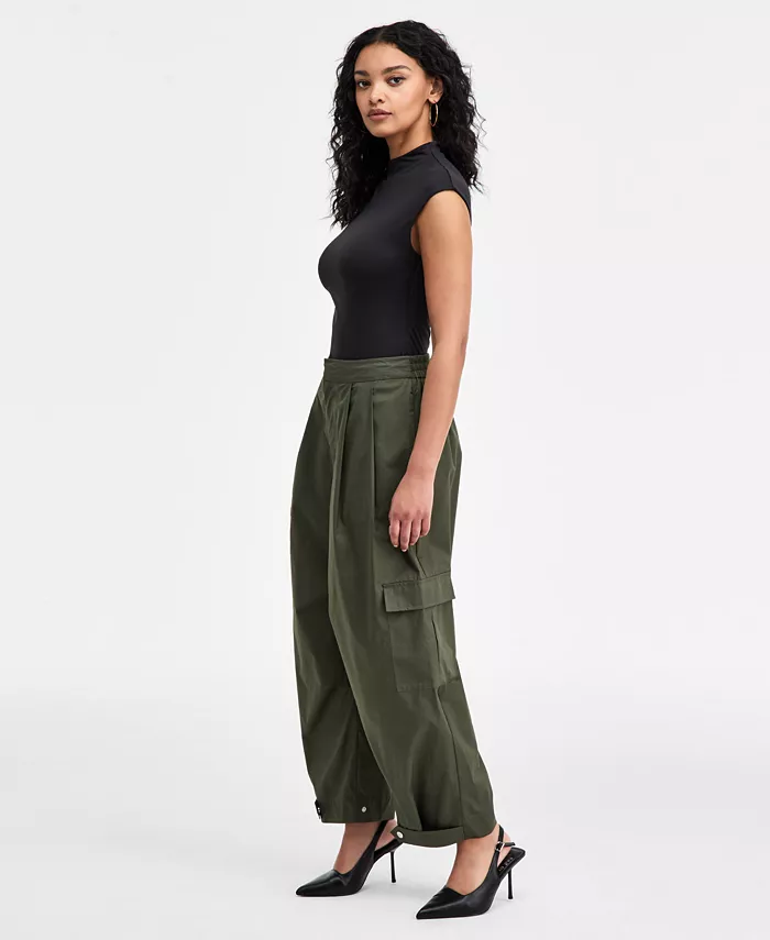 Women's Olive Barrel-Leg Pants - thumbnail 2
