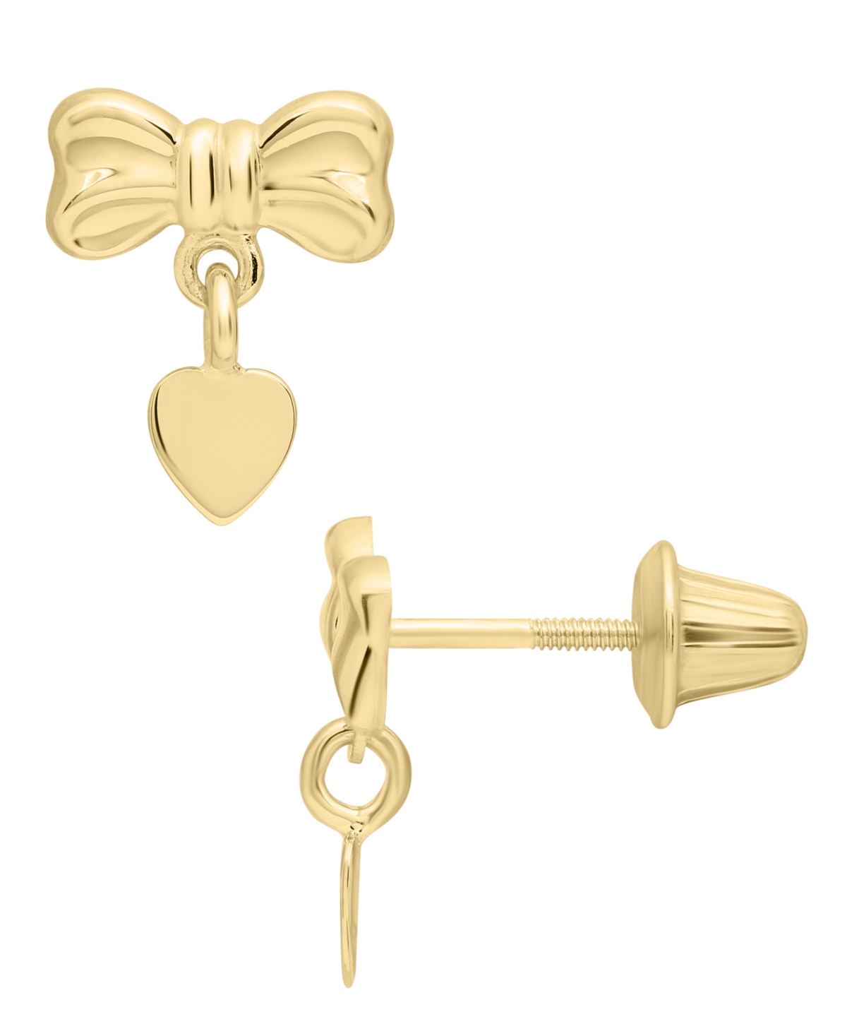 Macy's Bow Heart Drop Earrings in 14K Gold