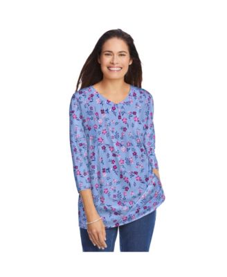 Women's Within Perfect Printed Three-Quarter Sleeve V-Neck Tee