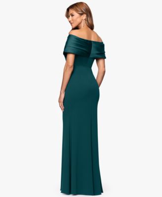 Petite Off-The-Shoulder Sweetheart-Neckline Gown