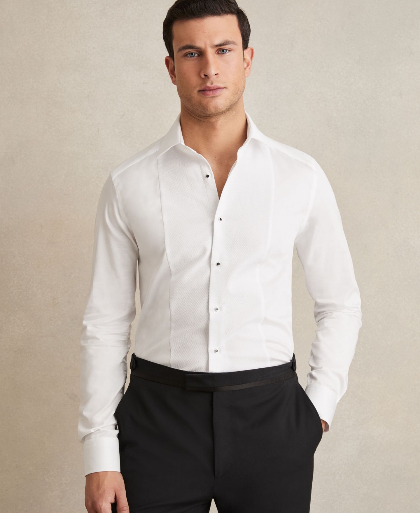 Мужская рубашка REISS Marcel Slim-Fit Cotton Dinner Dress Shirt, цвет: Белый — фото 1