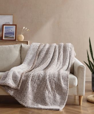 Lookout Mountain Tipped Print Sherpa Heated Blanket, Queen