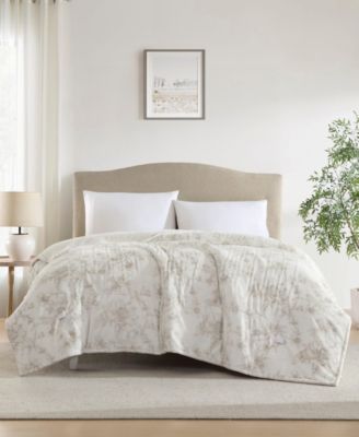 Wistful Blooms Printed Plush Heated Blanket, Full