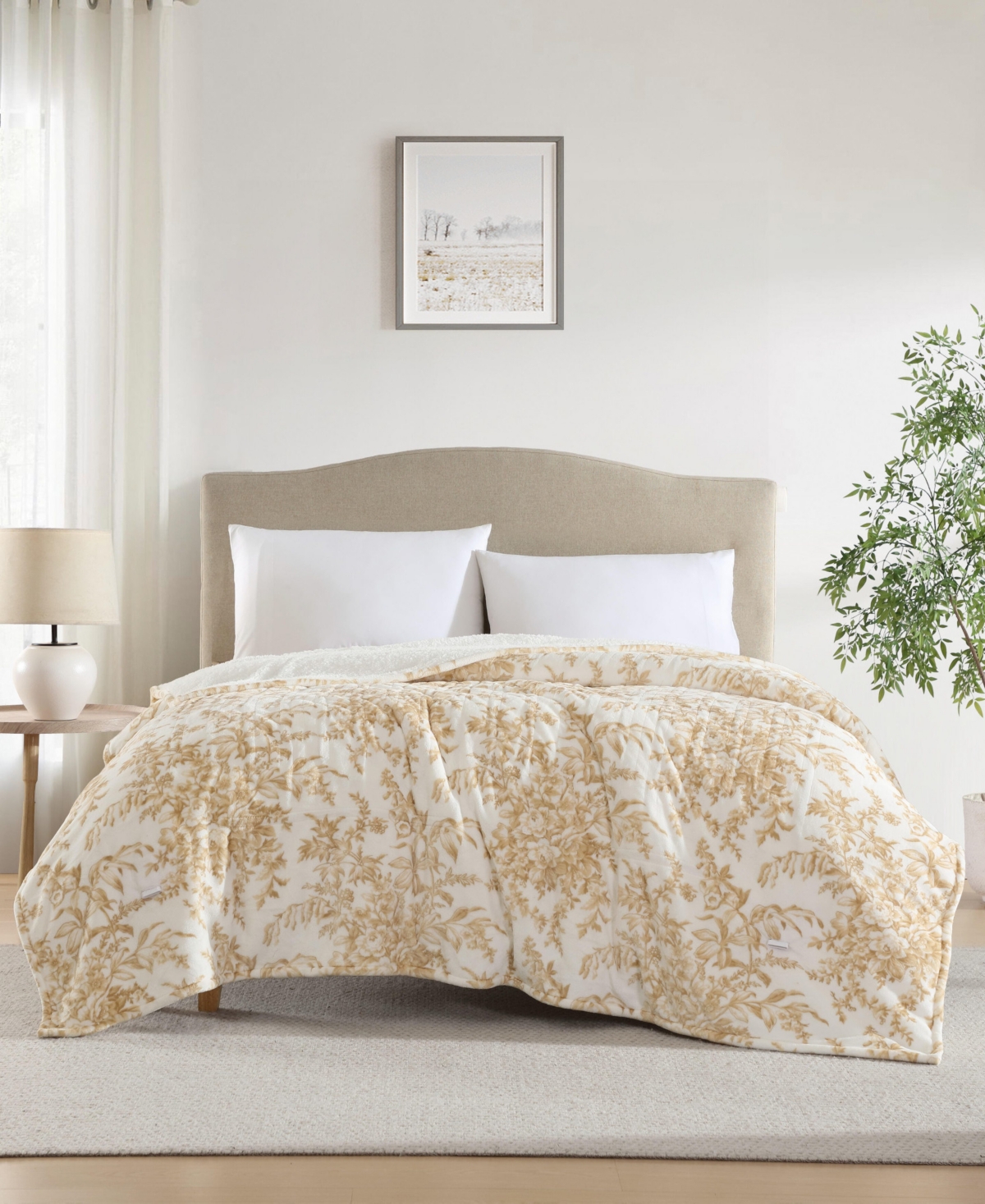 Laura Ashley Bedford Printed Plush Heated Blanket