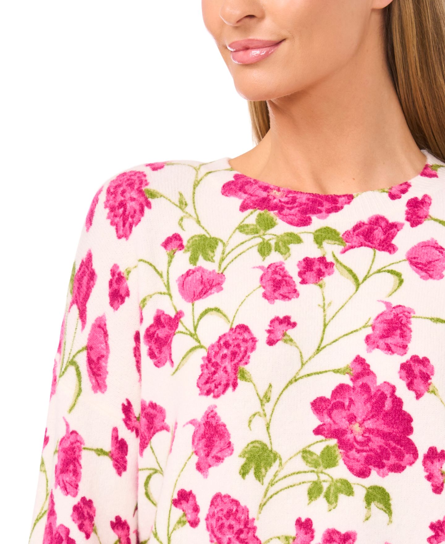 Женский свитер CeCe Flower Printed Long-Sleeve, цвет: Слоновая кость — фото 2