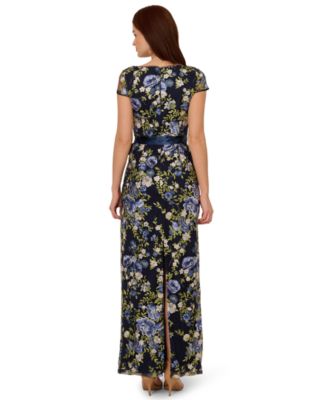 Women's Cascading Floral Sheath Gown