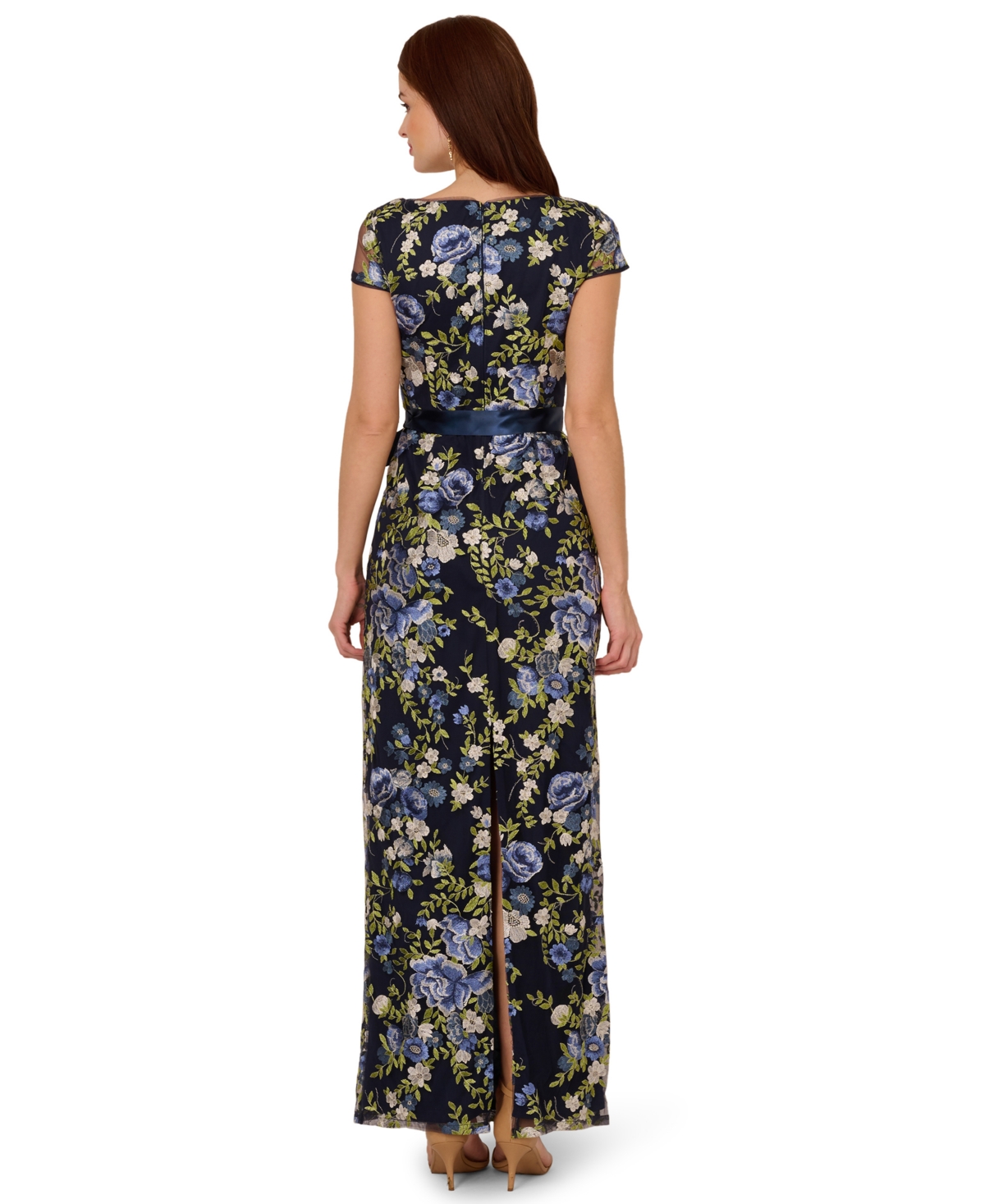 Adrianna Papell Women's Cascading Floral Sheath Gown