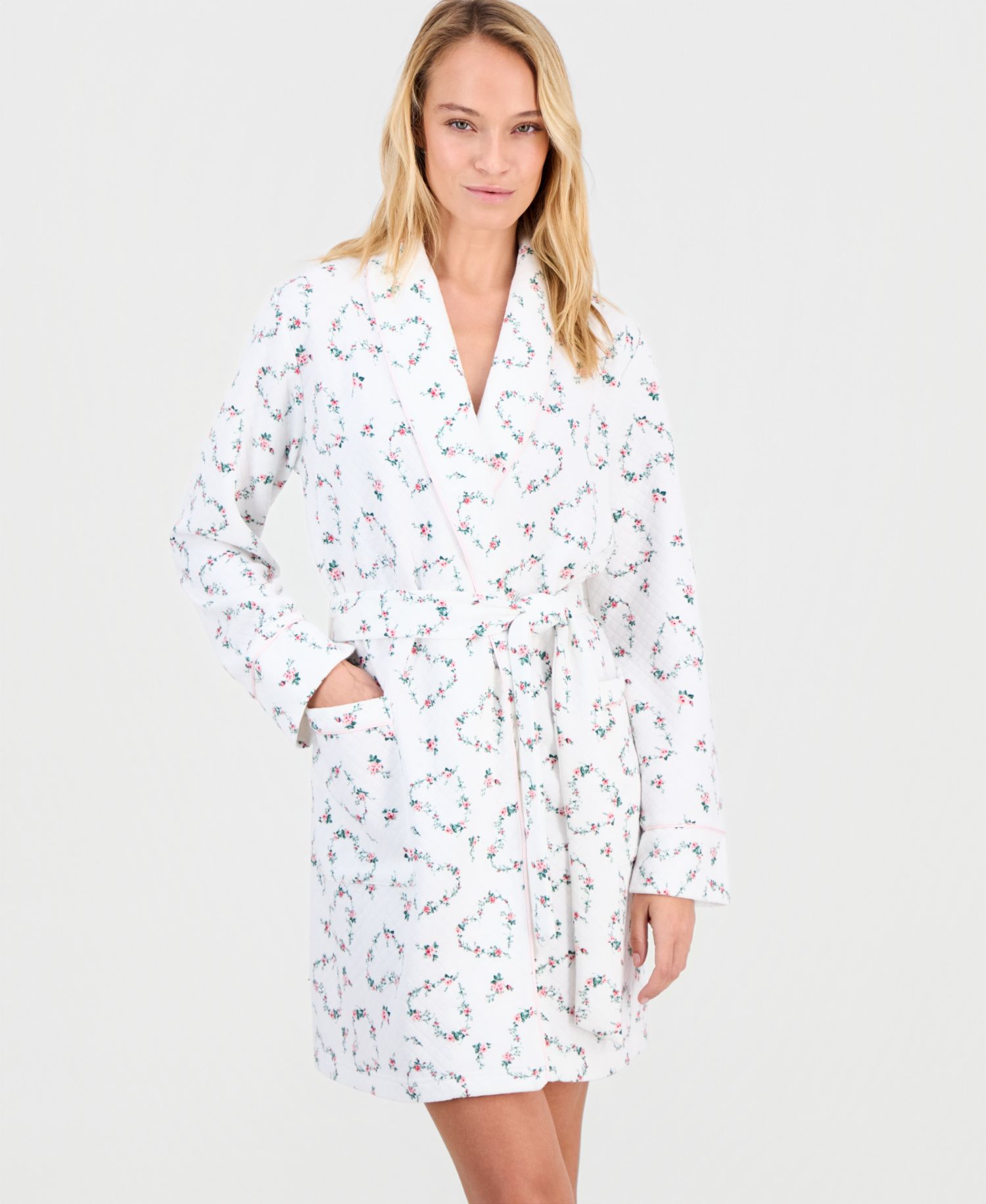 Women's Solid Quilted Belted Robe