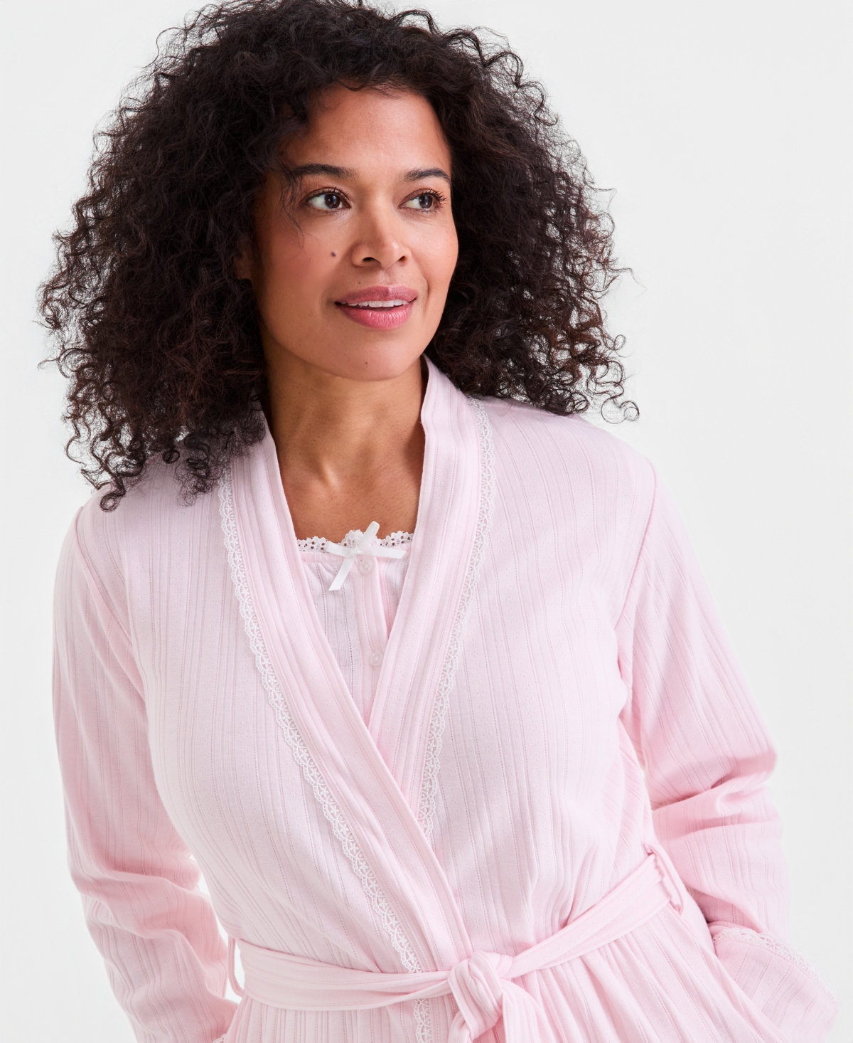 Charter Club Women's Lace-Trim Pointelle Robe, Macy's Exclusive