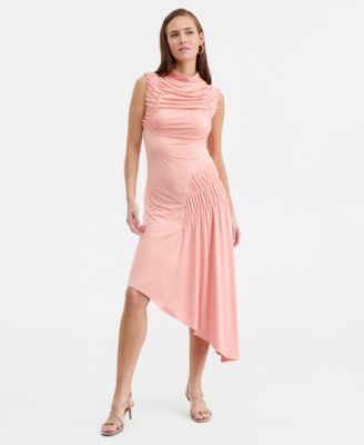 Bar III - Women's Ruched Asymmetric Midi Dress
