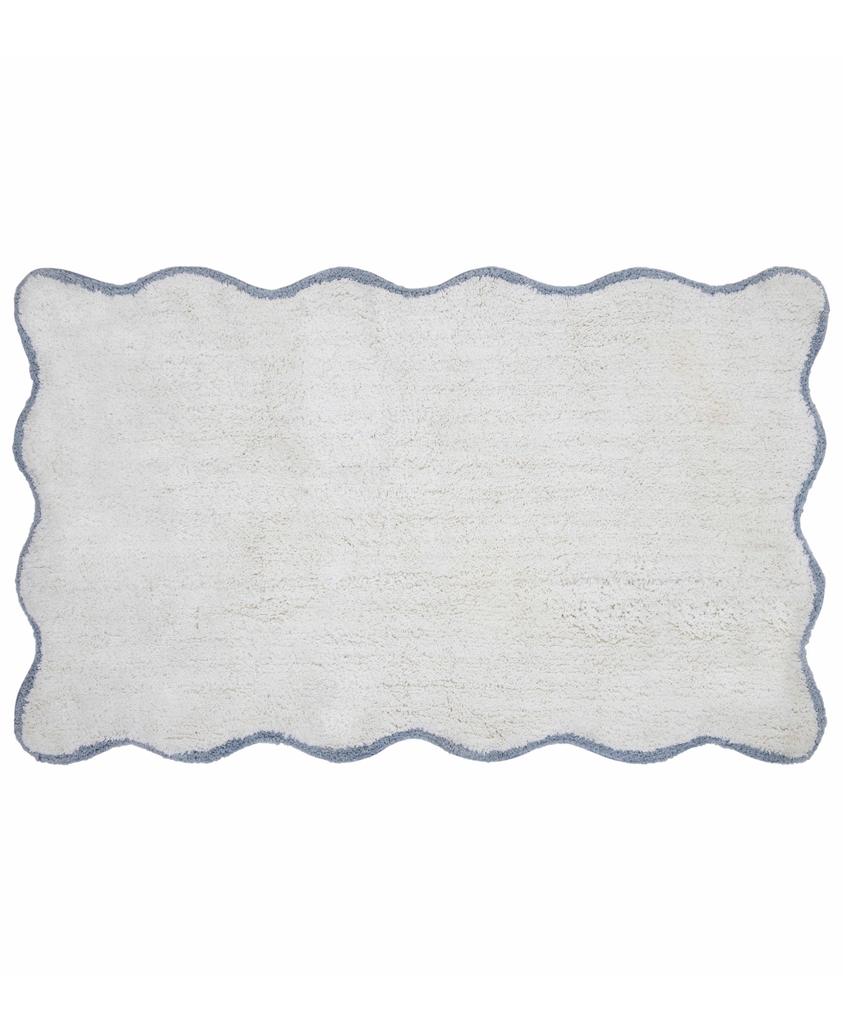 Vcny Home Scallop Cotton Bath Rug, 21" X 34" In White