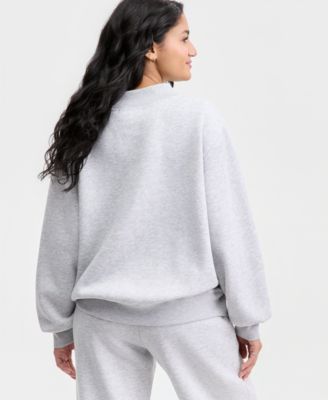 Juniors' Oversized Mock-Neck Sweatshirt
