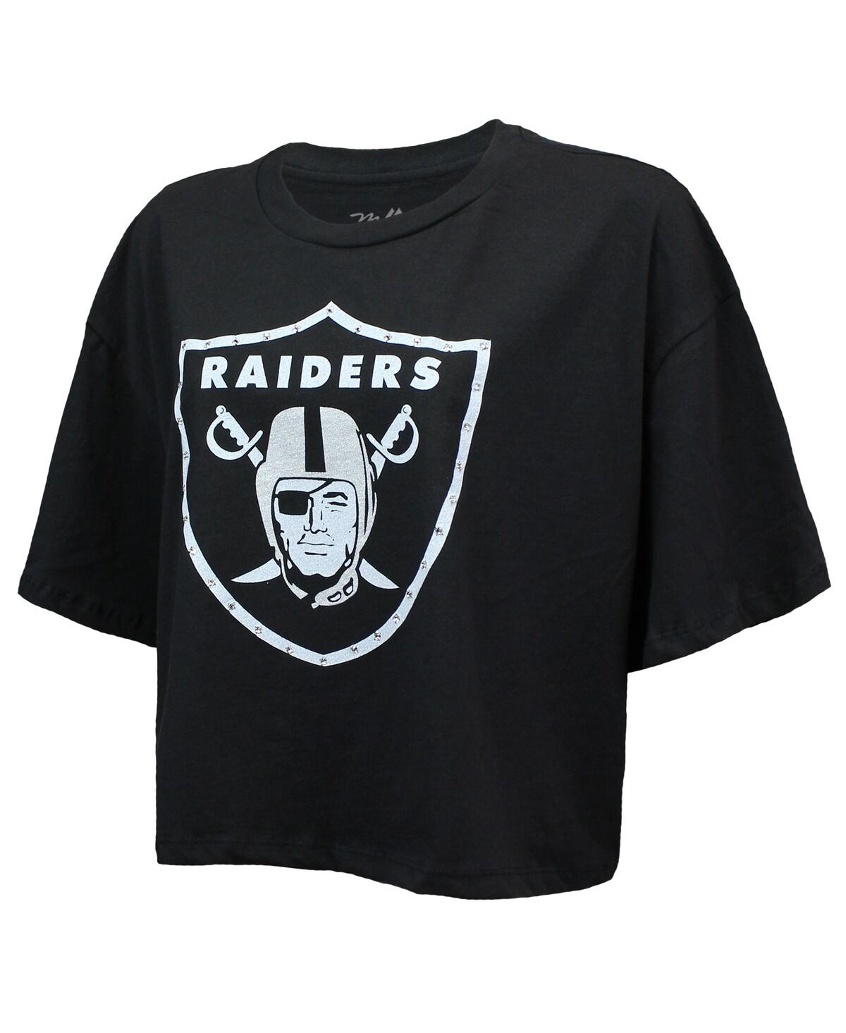 Majestic Women's Maxx Crosby Black Las Vegas Raiders Swarovski Crystals Boxy Cropped Name Number T-shirt In Black