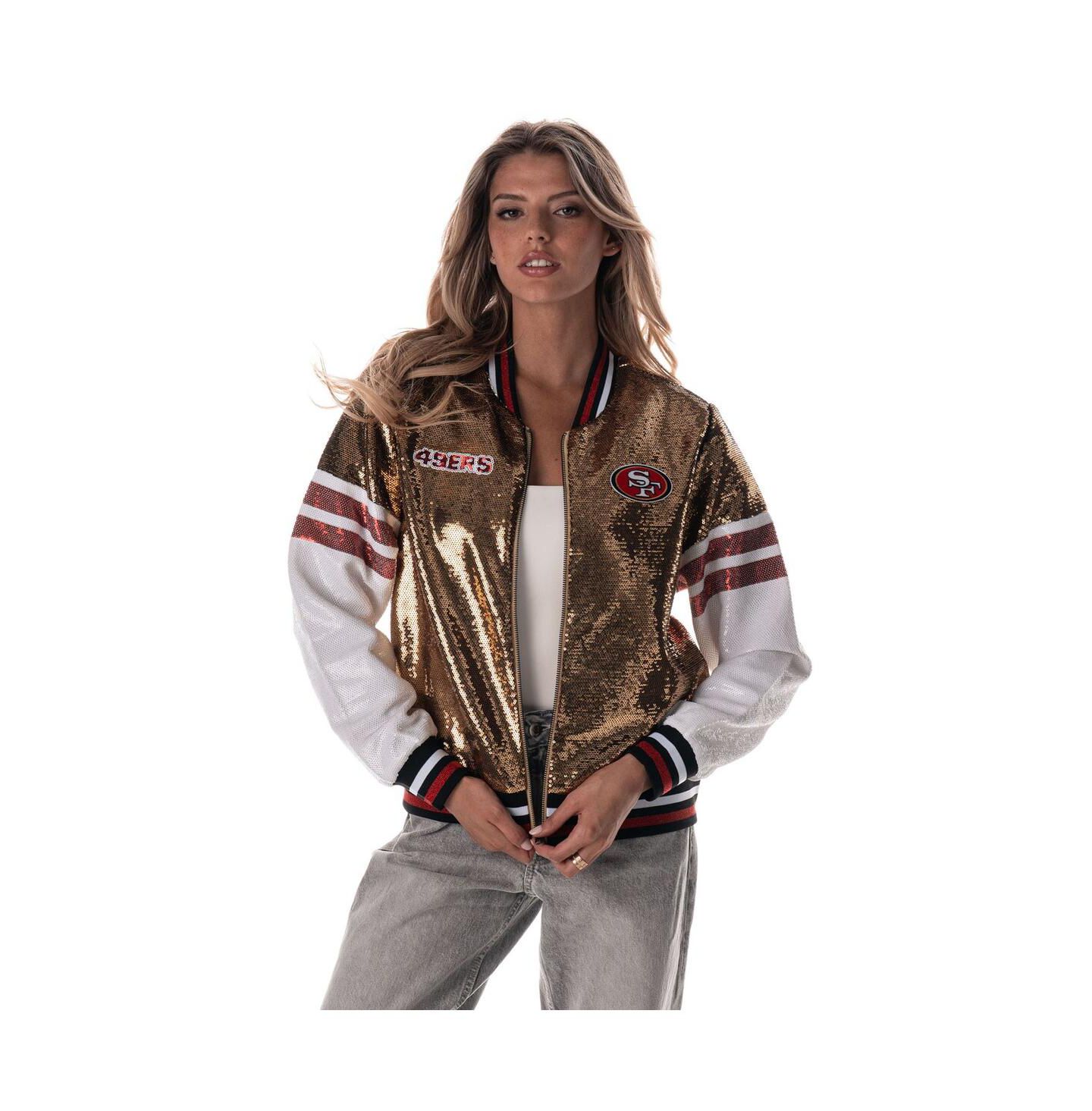 Женская куртка The Wild Collective Gold San Francisco 49ers Sequin Bomber — фото 4