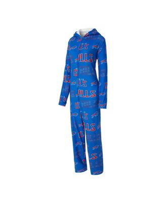 Women's Royal Buffalo Bills Roadway Allover Print Microfleece Full-Zip Union Suit