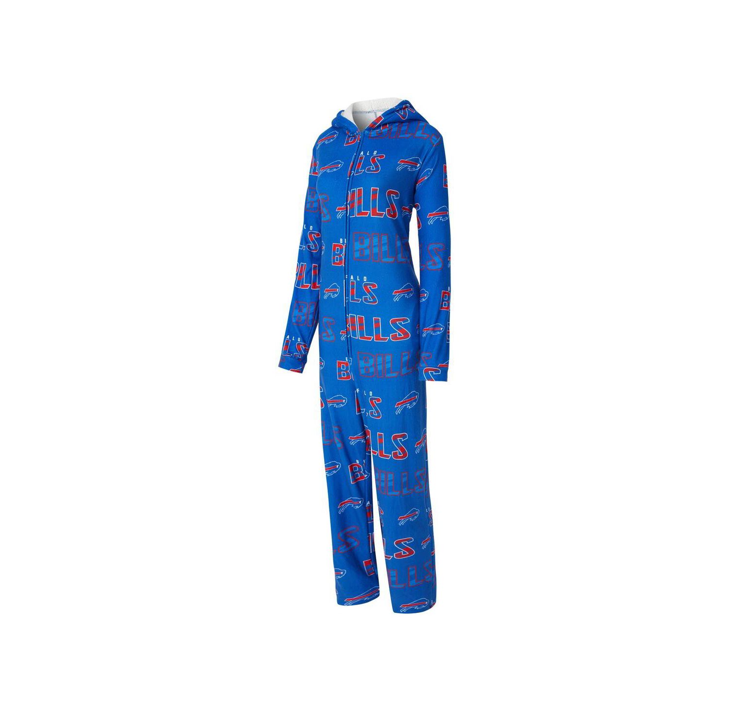 Women's Royal Buffalo Bills Roadway Allover Print Microfleece Full-Zip Union Suit