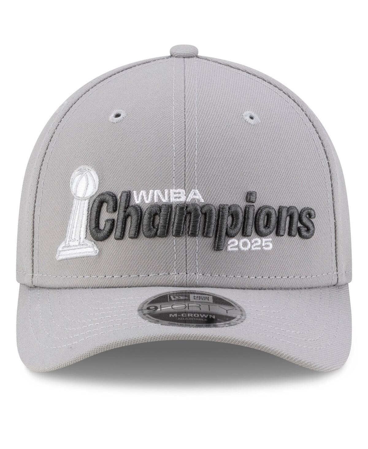 New Era Men's Gray Las Vegas Aces 2025 Wnba Finals Champions Locker Room M-Crown 9FORTY Adjustable Hat