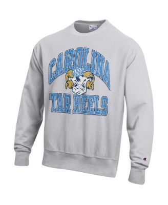 Men's Gray North Carolina Tar Heels Distressed Arch Over Logo Reverse Weave Crew Neck Sweatshirt