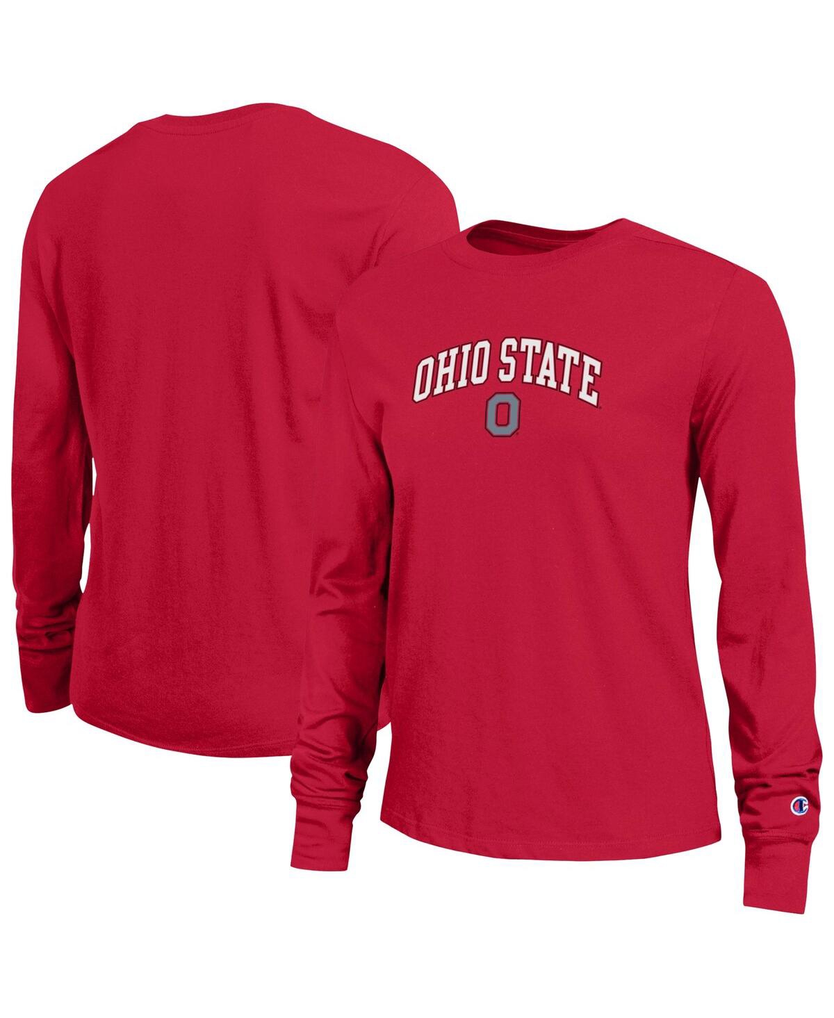 Champion Women's Scarlet Ohio State Buckeyes Arch Over Logo Long Sleeve T-shirt In Red