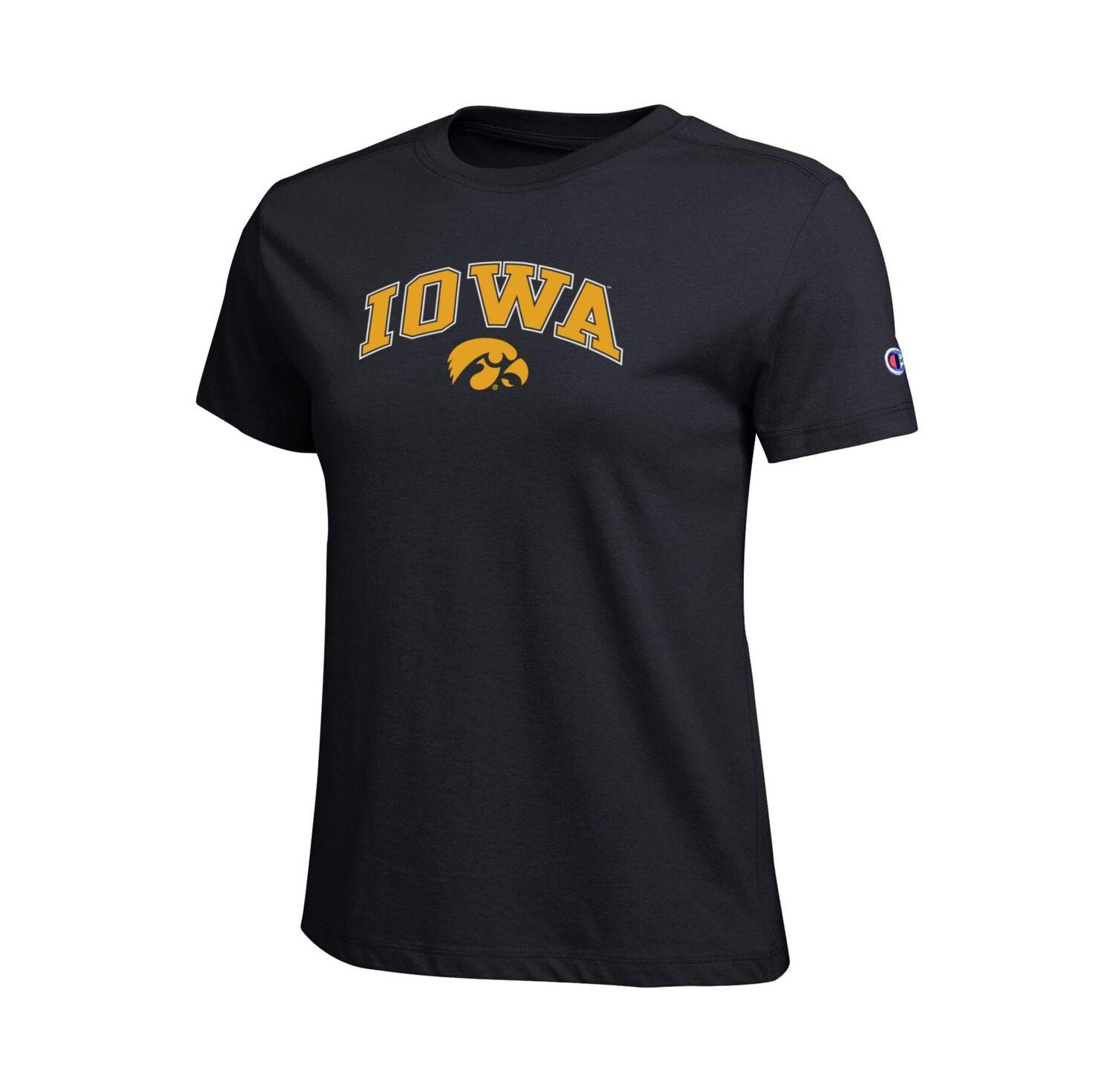Women's Black Iowa Hawkeyes Arched Over Logo T-Shirt