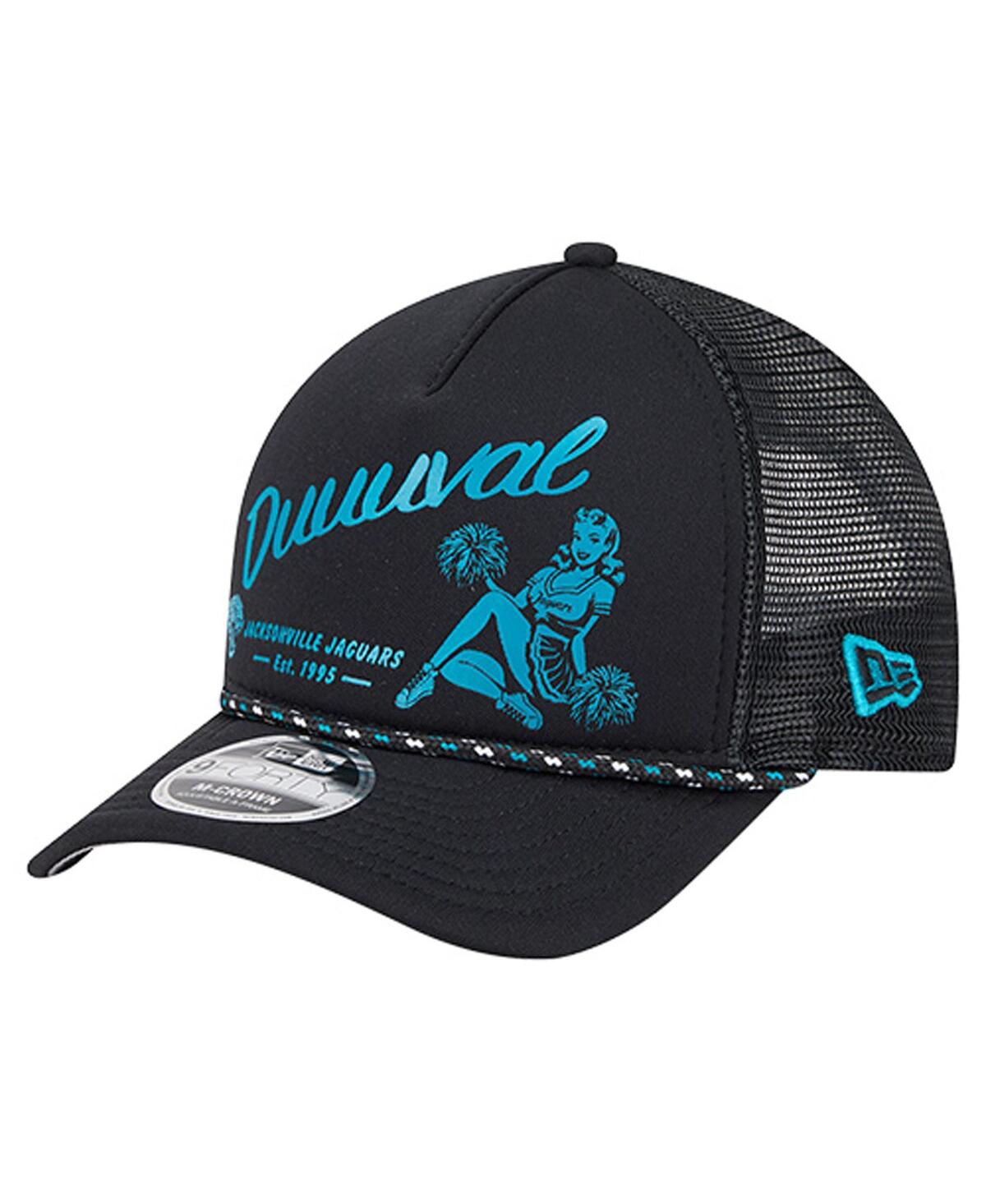 New Era Men's Black Jacksonville Jaguars Gas Station 9FORTY A-Frame M-Crown Adjustable Trucker Hat