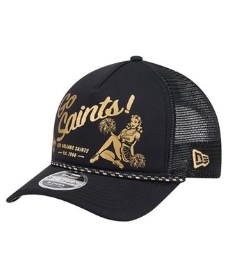New Era - Men's Black New Orleans Saints Gas Station 9FORTY A-Frame M-Crown Adjustable Trucker Hat