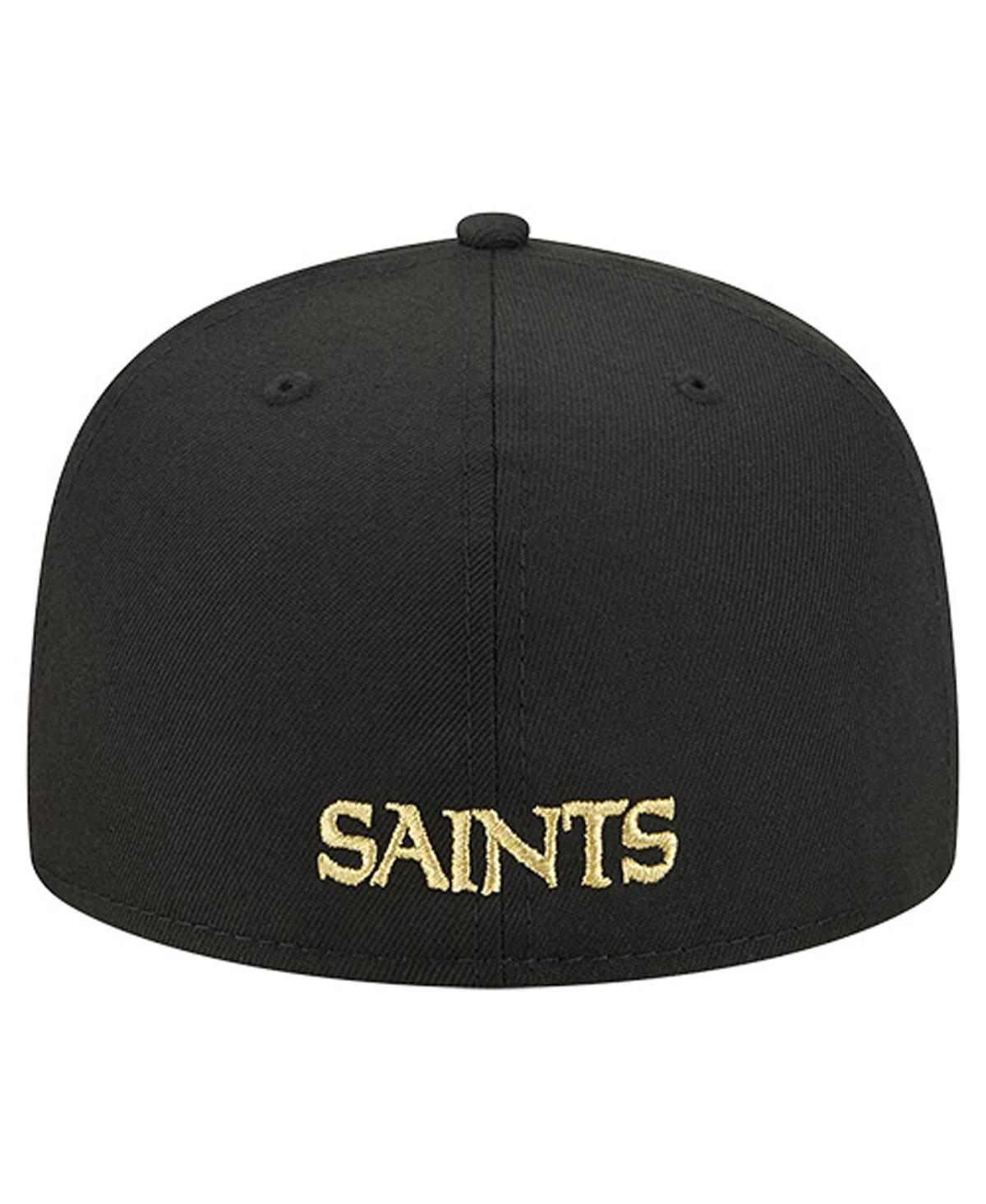 New Era Men's Black Orleans Saints Overlap Wordmark 59FIFTY Fitted Hat