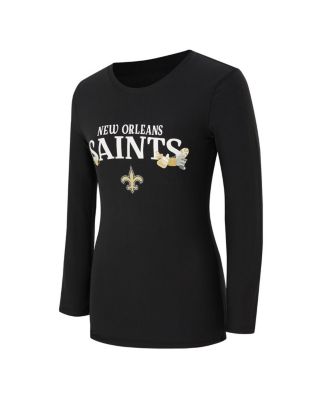 Women's 2-Piece Black New Orleans Saints Chestnut Long Sleeve T-Shirt and Pants Sleep Set