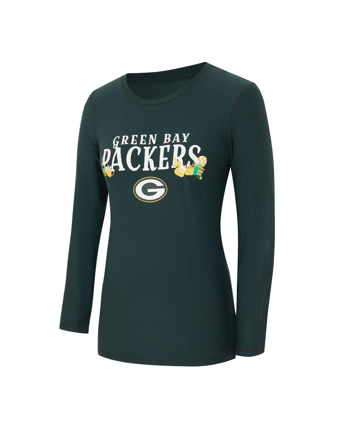 Concepts Sport Women's 2-piece Green Bay Packers Chestnut Long Sleeve T-shirt And Pants Sleep Set In Green