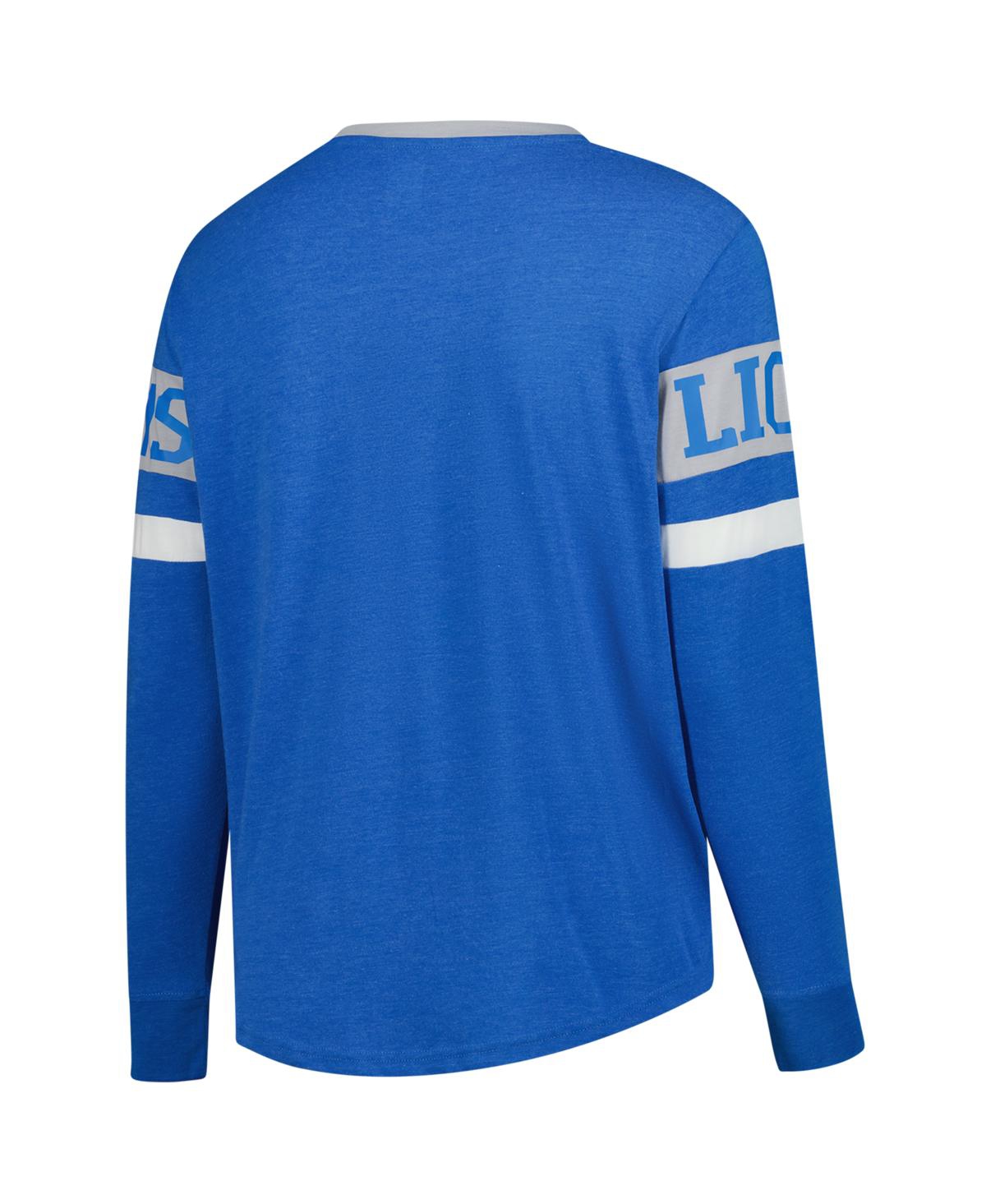 New Era Women's Blue Detroit Lions Throwback Lace-up Long-sleeve T-shirt In Blue